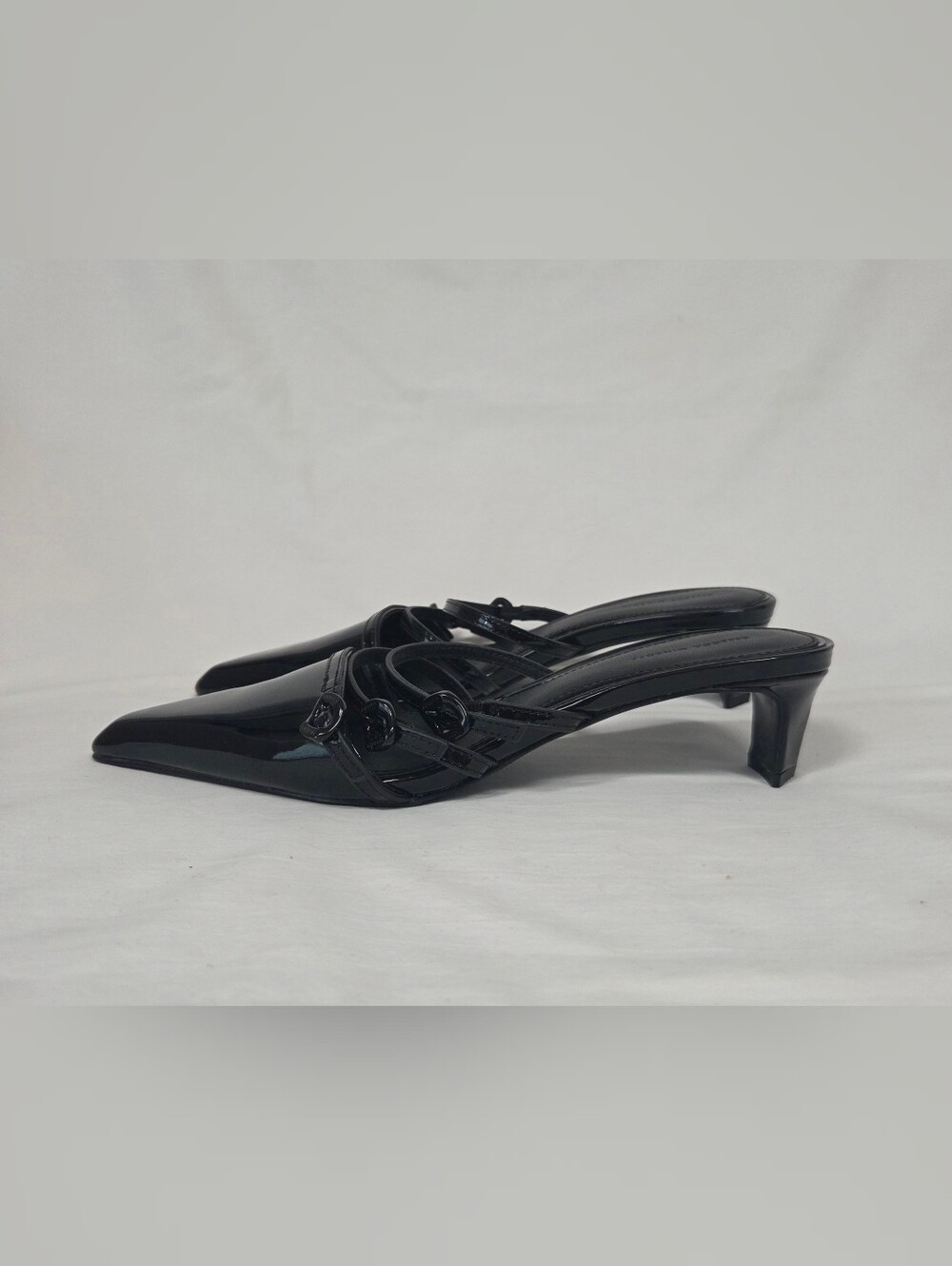 Rebecca Minkoff Black Patent Pointed Toe Low Heel Mule 7
